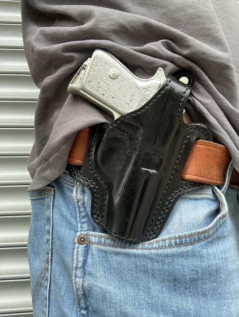 ワルサー PP PPK-S PPK-L用レザーサムブレイク OWBホルスター（右利き