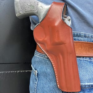 Leather Cross Draw Holster For Smith Wesson  357 Magnum 4 inch 586,686,66,19