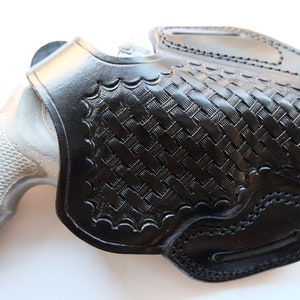 Leather Basket Weave OWB Holster For Smith and  Wesson 686.357 Magnum  2.5 inch (R.H)