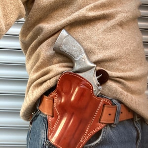 Leather Open Top Speed Draw OWB Belt Holster For Smith And Wesson 686 Barrel 4 inch