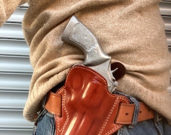 Leather Open Top OWB Holster: Smith & Wesson 686, 4-inch Barrel