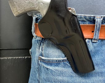Leather Cross Draw Holster For Smith Wesson  357 Magnum 4 inch 586,686,66,19