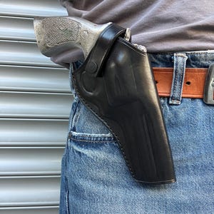 Leather Cross Draw Holster For Smith Wesson 686 Ruger Gp100 Colt Python 4 inch Barrel