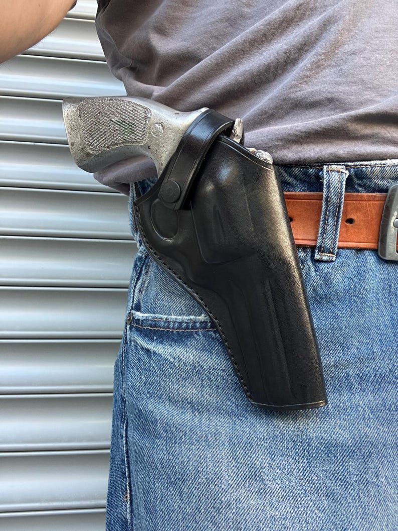 Leather Cross Draw Holster For Smith Wesson 686 Ruger Gp100 Colt Python 4 inch Barrel