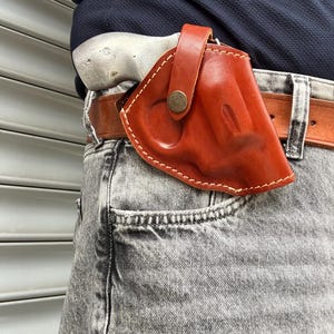 Leren riemholster met twee standen voor Smith Wesson 38 Special stompe neus