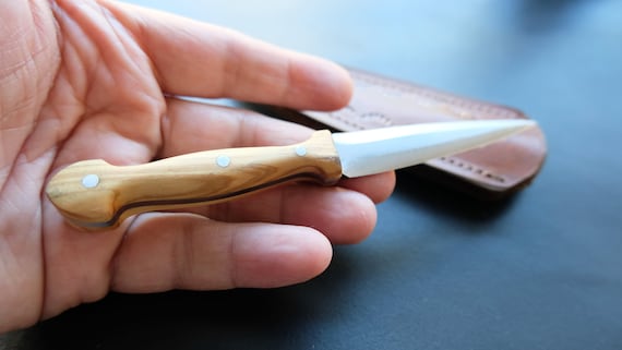 Olive Wood Handle Dagger Knife" With Leather Sheath