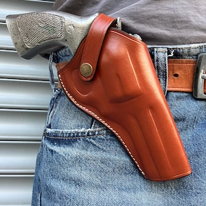 Leather Cross Draw Revolver Holster: S&W 686, Ruger GP100, Colt Python