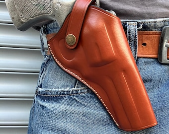 Funda de cuero para extracción cruzada: S&W 686, Ruger GP100, Colt Python de 4 pulgadas