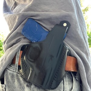 Leather Belt OWB Holster For Smith and Wesson M&P Shield 9 Micro Compact