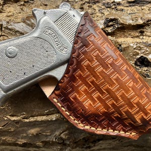 Custom Made Leather Belt Basket Weave Holster For Walther PP PPK PPK-L