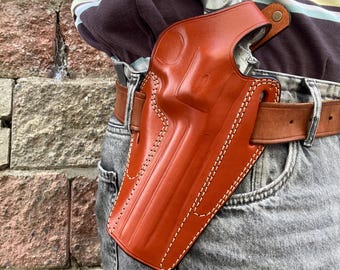 コルト・パイソン 357 マグナム 6インチバレル用レザー OWB ホルスター