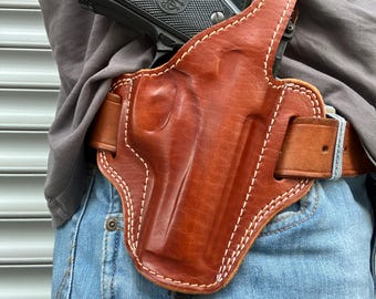 Leather OWB Thumb Break Holster: Beretta 92, 92FS, M9