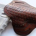 Dark Brown Basket Weave Leather Open Top Belt Holster For Glock 19