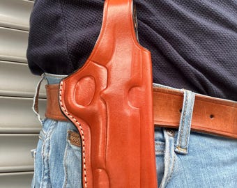 Funda de cuero OWB con retención de pulgar para Colt 1911 Commander de 3,50 pulgadas.