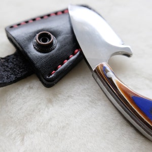Custom Made Mini Neck Pocket Knife With Leather Sheath Werzalit Handle