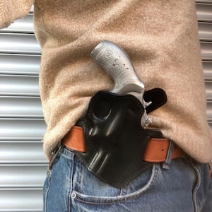 Leather Open Top Pancake Holster For Smith and Wesson model 686 Barrel 2,5 inch (R.H)