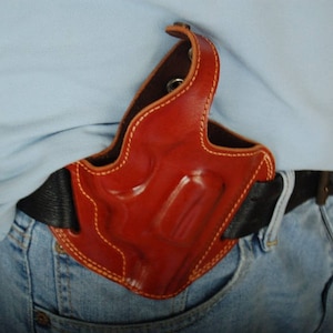 Leather Belt owb Holster For Taurus 605 357 Magnum Snub Nose  (R.H)