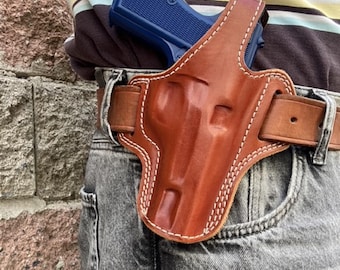 Leather OWB Thumb Break Holster For Browning Hi Power (R.H)