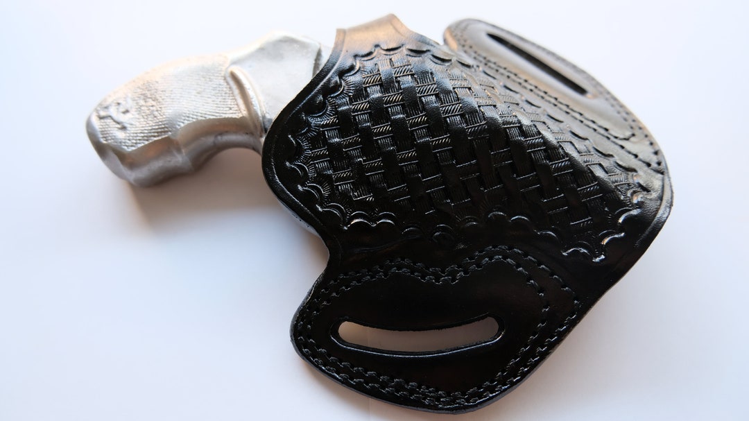 Leather Belt Owb Basket Weave Holster for Taurus Model 856 Snub Nose 38
