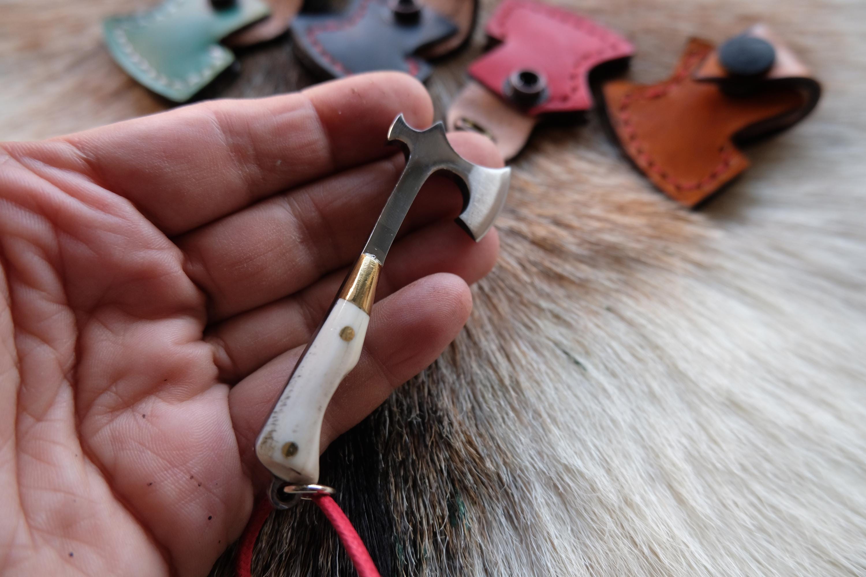 Mini Axe Hatchet Deer Antler Handle With Leather Sheath - Etsy