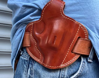 Leren OWB-holster: Smith & Wesson Model 10 stompe neus