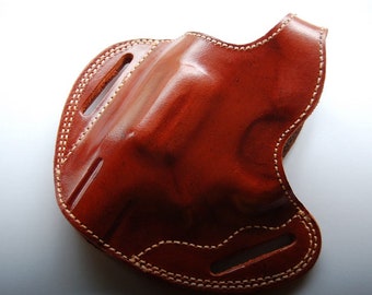 Left Hand Leather OWB Holster: Fits .38 Special Snub Nose Revolver