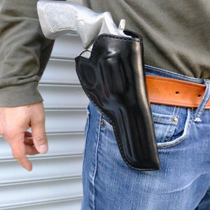 Leather Cross Draw Belt Open Top Holster For Smith and wesson Models 686 586 66 19 Barrel 4 inch