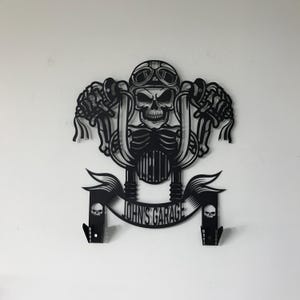 Custom Metal Motorcycle Sign Helmet Holder, Special Gift, Wall Art, Helmet Holder, outstanding, skull motorcycle jacket holder, bike helmet