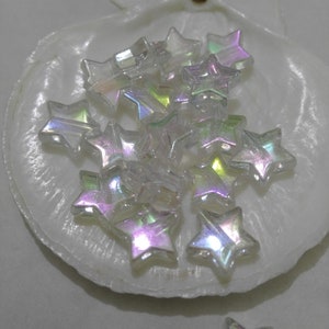 Rainbow AB Plated Star Beads: 10mm Acrylic Stars