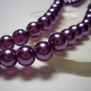 8mm Purple Pearl Glass Beads: Shimmering Amethyst Lilac