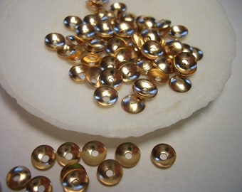 5mm bead caps, gold colored bead caps ca. 5mm, round, elegant, simple bead caps, brass 5mm caps, golden bead caps, lead free, bead caps