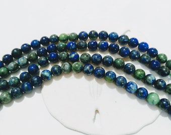 4mm natural Lapis Chrysocolla beads, round, natural Azurite Chrysocolla beads, 4mm beads, natural, 4 mm natural gemstone, green blue, pyrite