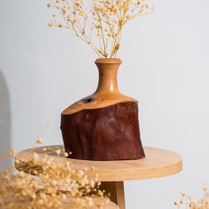 Handmade Sandalwood Vase: Rustic Wooden Home Decor