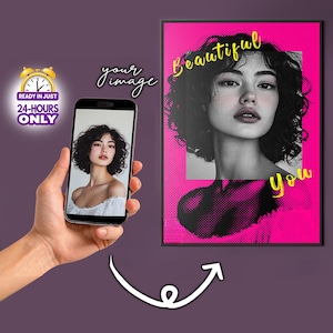 Custom Pop Art Portrait, Modern Pop Art from Photo, Personalized Mixed Media Painting, Unique poster Gift for Friends & Family