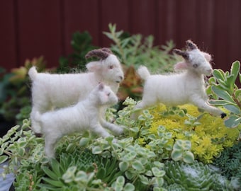 The three billy goats  white needle felted goats