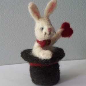 Pull Rabbit Out of a Hat   wool felt   Rabbit Finger Puppet