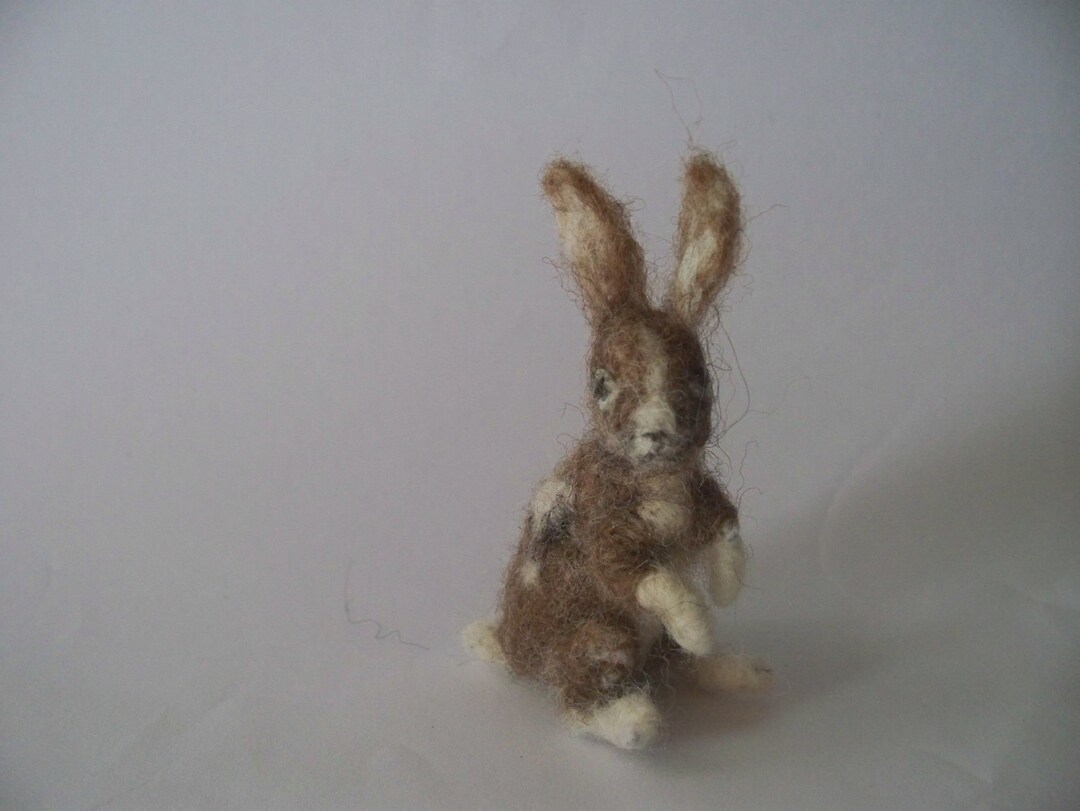 Small Brown and White Wool Felt Bunny Felted Rabbit - Etsy
