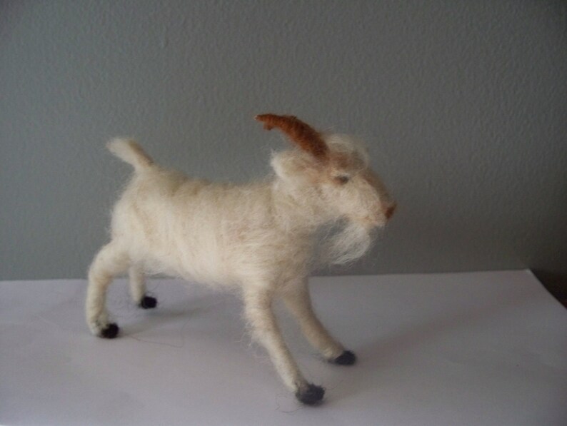 White Goat Wool Needle Felted Etsy