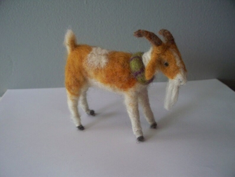 White and Brown Goat Wool Needle Felted Etsy