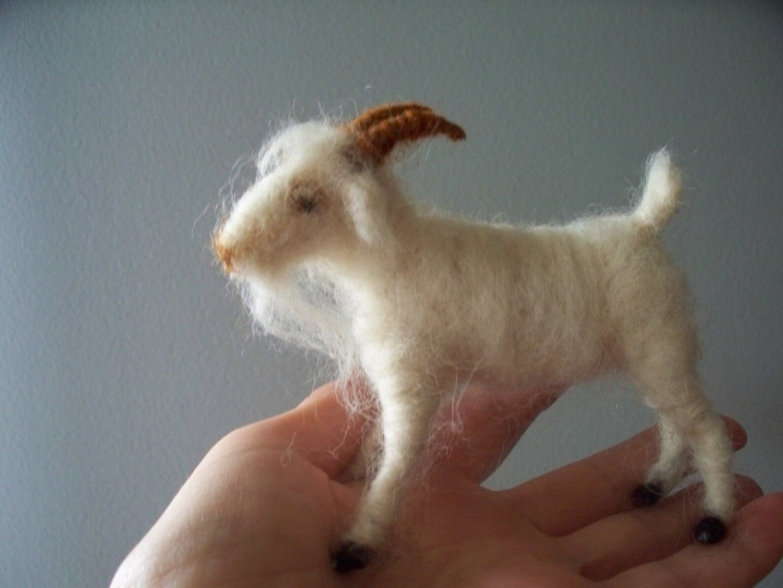 White Goat Wool Needle Felted Etsy