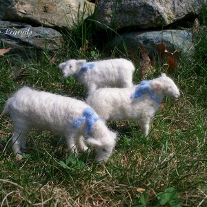 Set of Three  felted spring lambs needle felted animal felted sheep