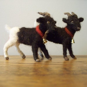 black and white needle felt goat