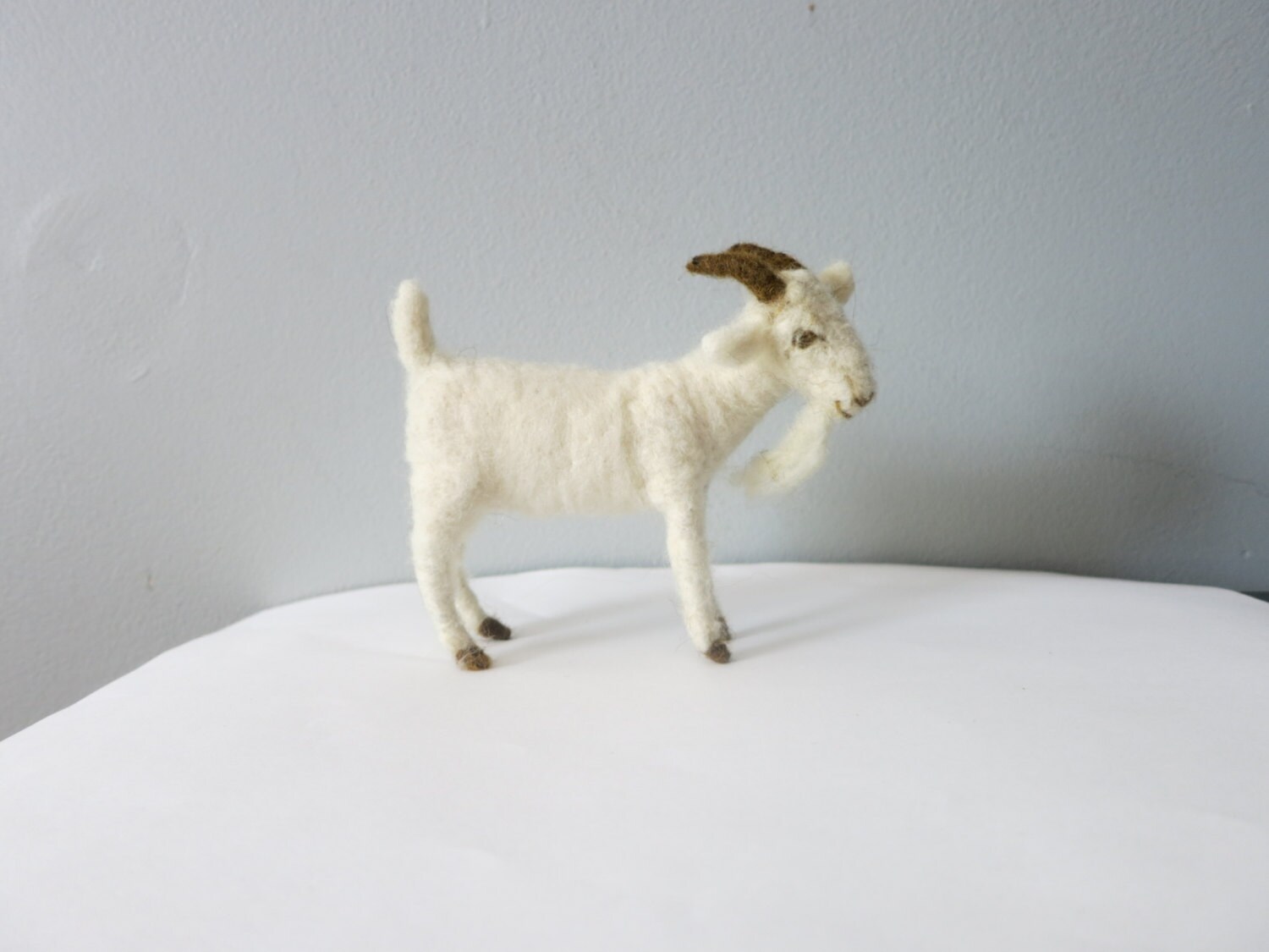 White Goat Wool Needle felted Etsy
