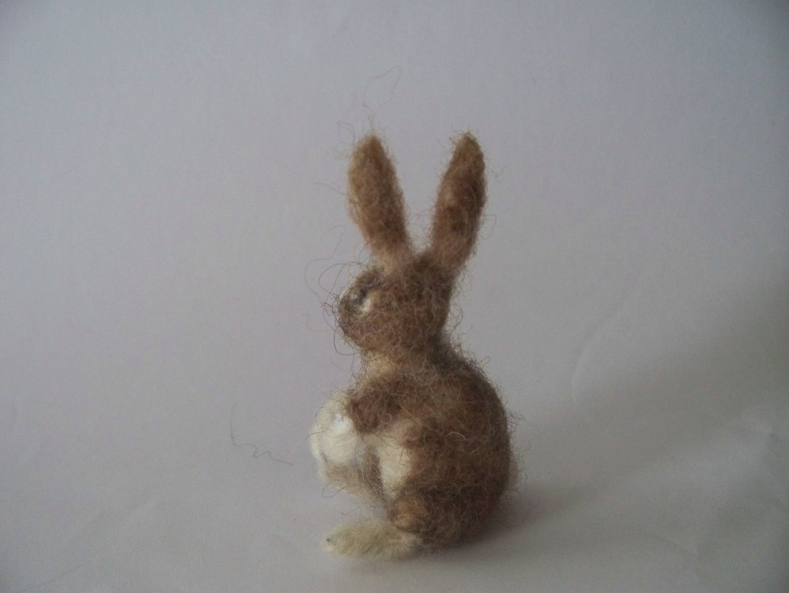 Small Brown and White Wool Felt Bunny Felted Rabbit - Etsy