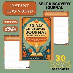 30 Day Self Discovery Journal for Women and Men | Guided Prompts for Healing, Mindfulness & Finding Your True Self