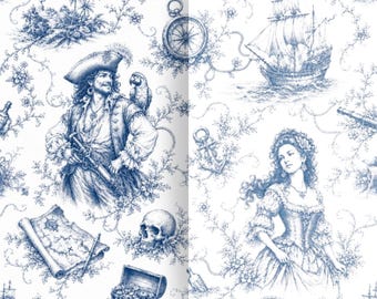 2 nahtlose Piraten Toile Patterns, Pastell Licht und Classic Adventure Nautical Wallpaper JPEG