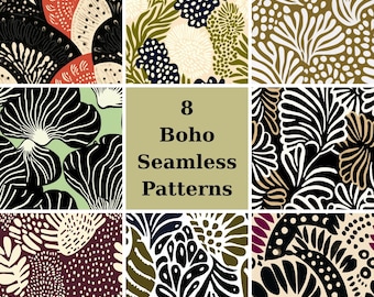 Nahtlose botanische Muster Boho Digital Papier, Tribal Style (12 x 12 in JPEG Bundle)