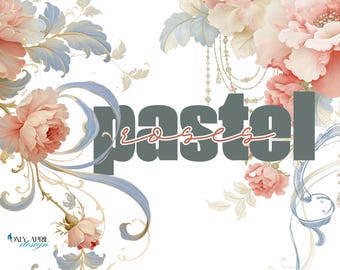 Pastell Rose und Band Floral Clipart Mega Bundle PNG