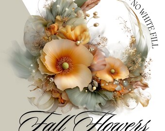 Grandmillenial Florals Clipart Set Goldene Mohnblumen, Blumensträuße & Kränze (PNG, 300 DPI)