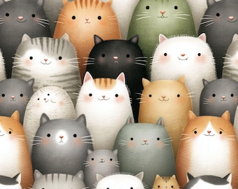 Niedliche Katzen Menge, Nahtloses Muster, Kinderzimmer Tapete (12 x 12 Zoll Digitales Papier)